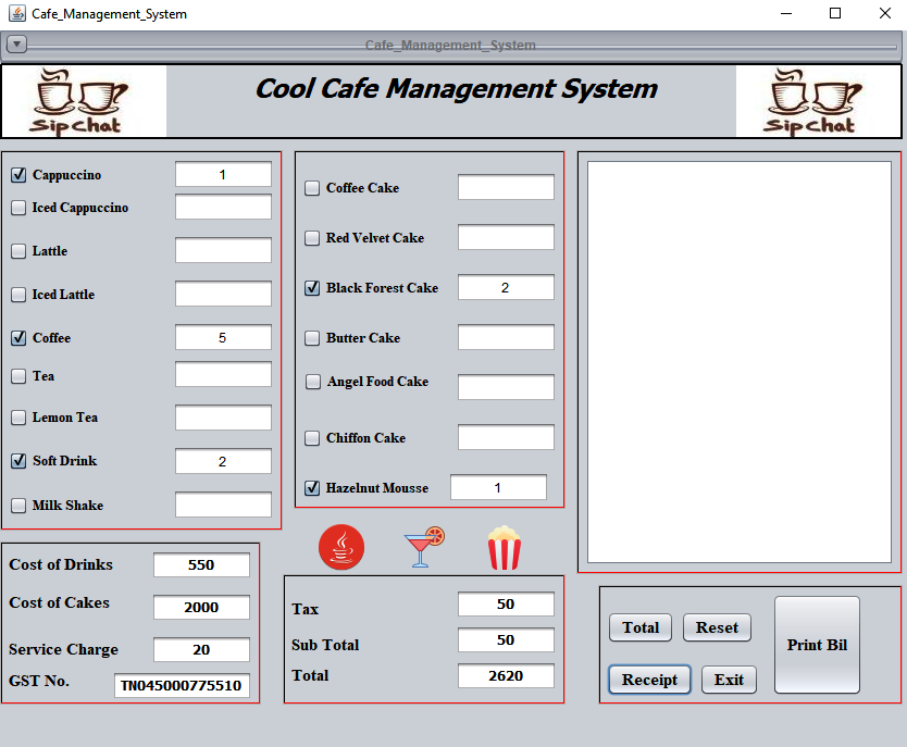 Java Swing Application Cafe Shop Preview