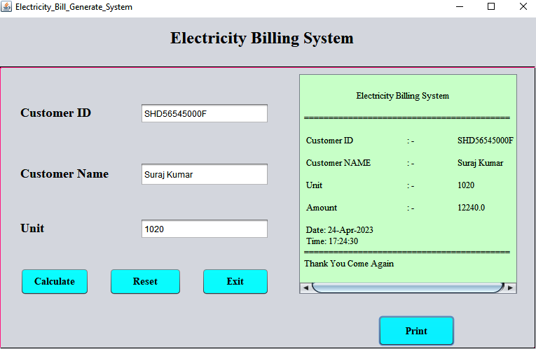 Java Swing Electricity Generator Preview